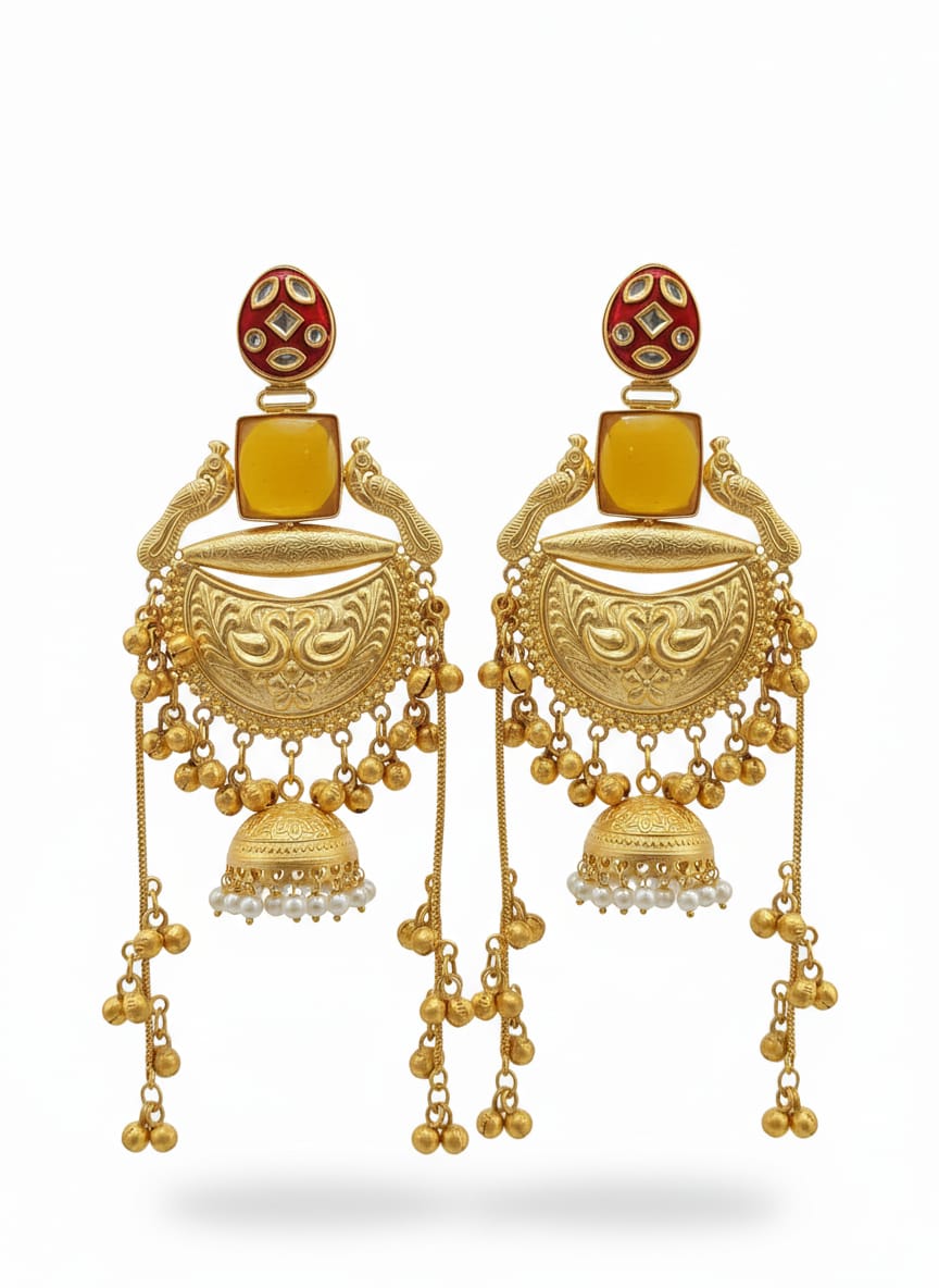 Gold Plated Kashmiri Jhumka with Ghungroo